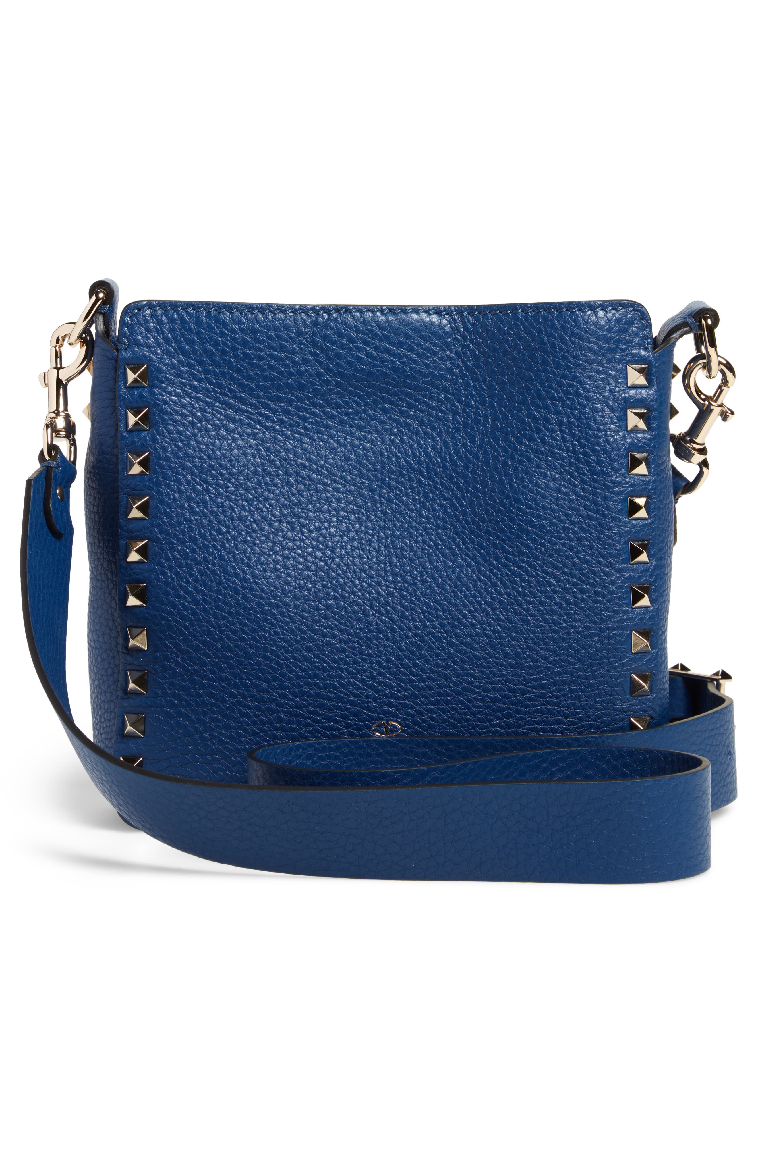 Valentino Garavani Mini Rockstud Leather Hobo Bag, Alternate, color, 