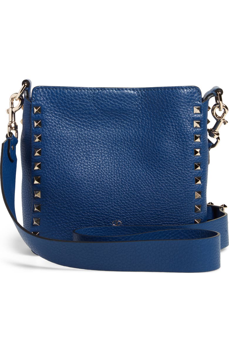 Valentino Garavani Mini Rockstud Leather Hobo Bag, Alternate, color,