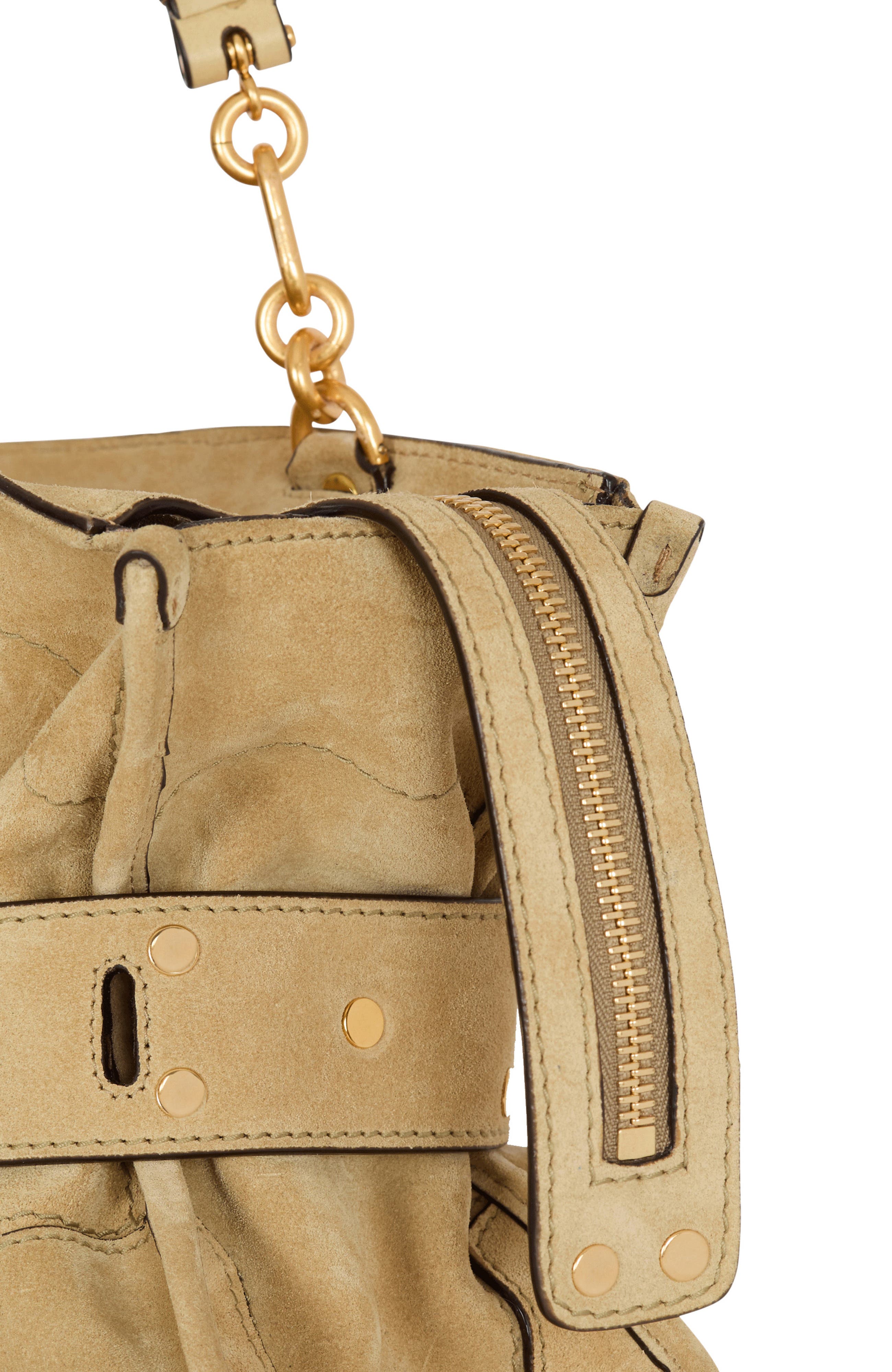 Balmain Suede Anthem bag, Alternate, color, Beige