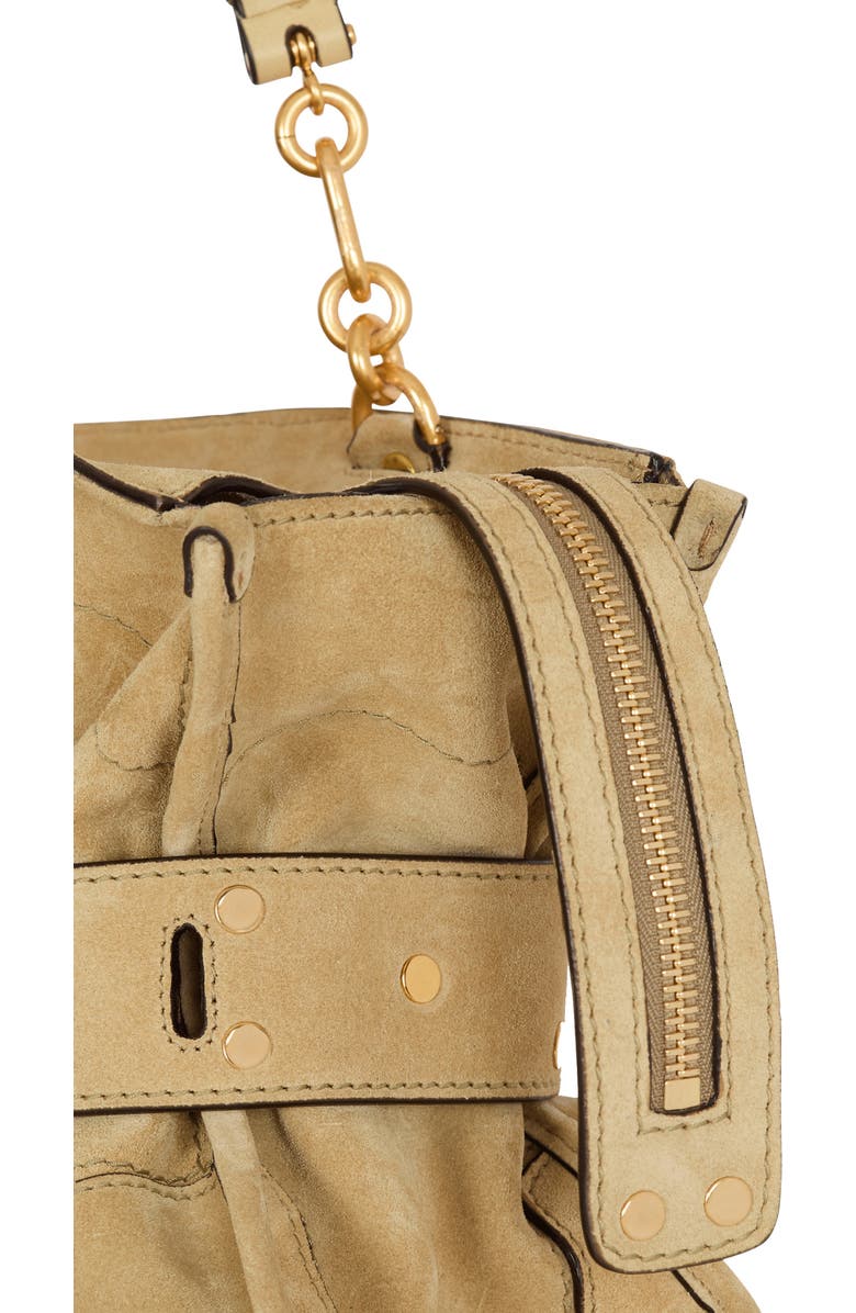 Balmain Suede Anthem bag, Alternate, color, Beige