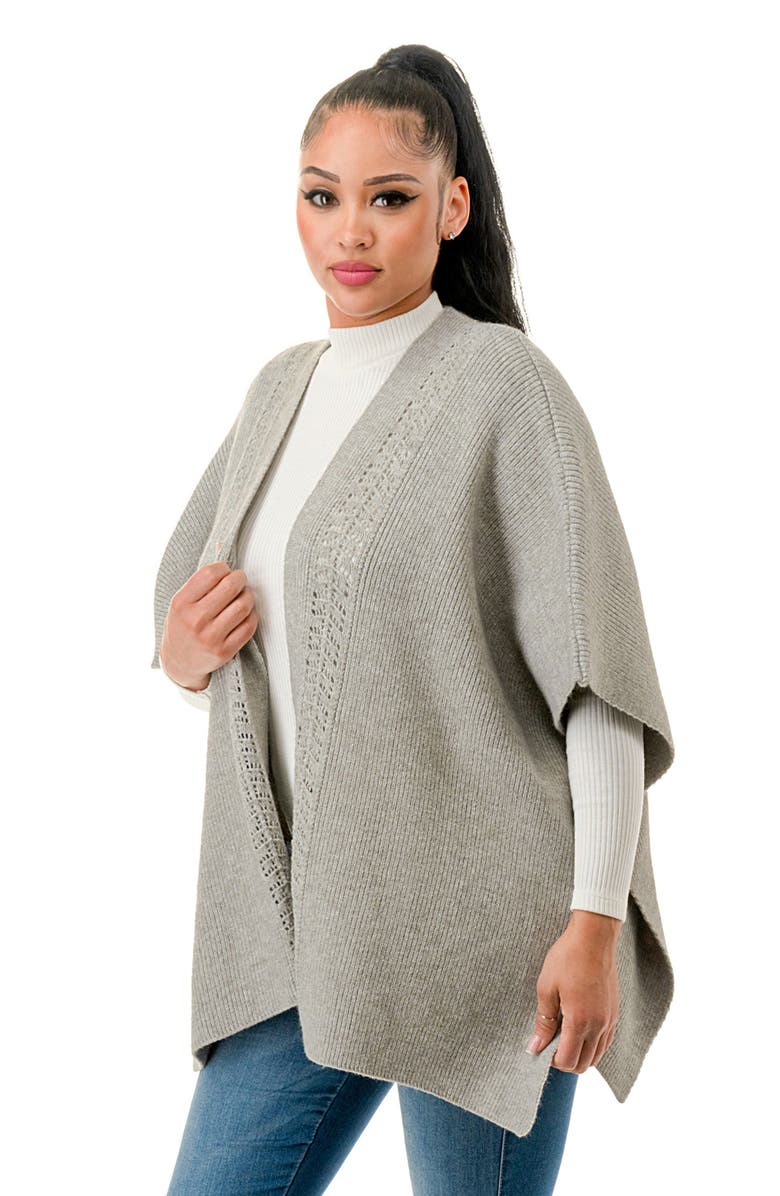 MARCUS ADLER Dolman Sleeve Pointelle Ruana, Alternate, color, Heather Grey