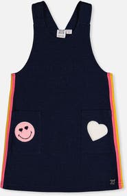 Deux par Deux French Terry Appliqué Patch Pocket Overall Dress