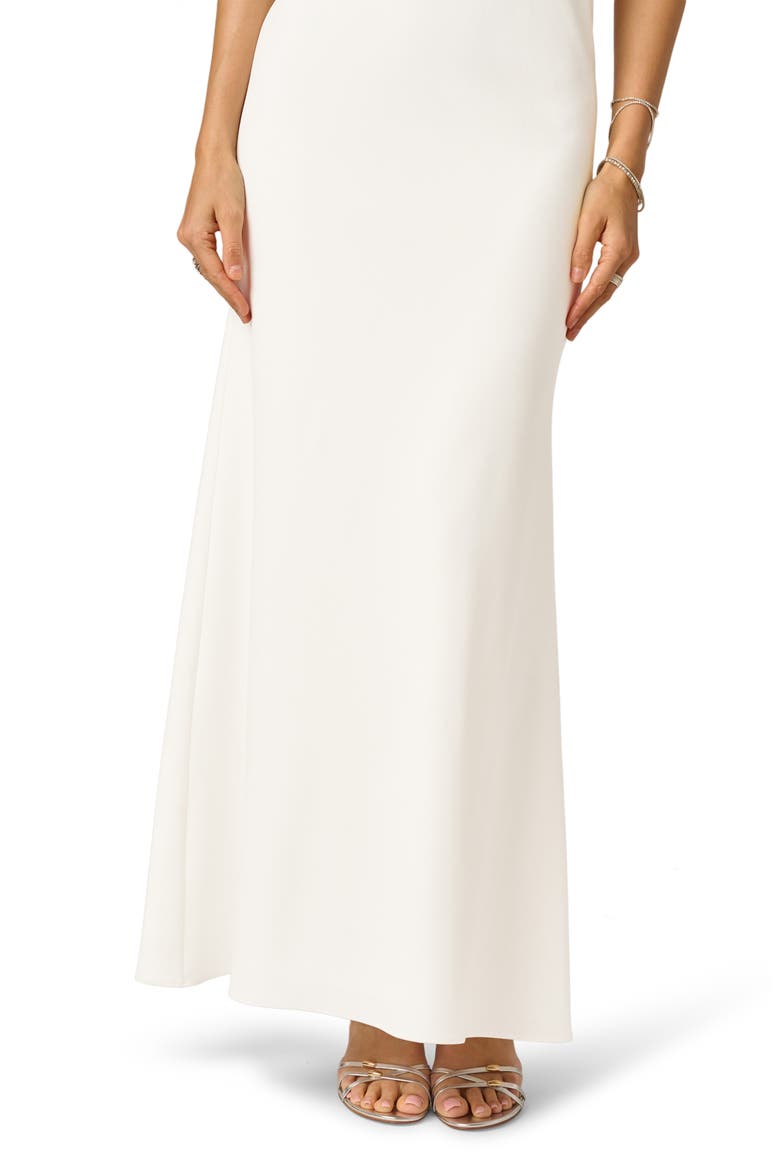 Rosette Halter Crepe Gown, Alternate, color, IVORY