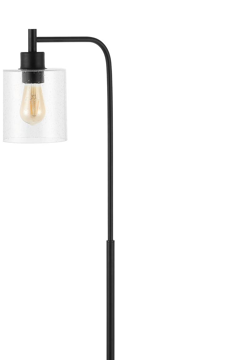 Axel Modern 60" Iron/Seeded Glass Farmhouse Industrial LED Floor Lamp, Black, Alternate, color, Black