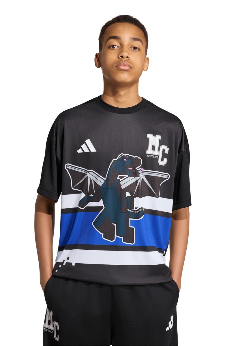 adidas Originals x Minecraft Kids' Graphic Print T-Shirt, Alternate, color, Black