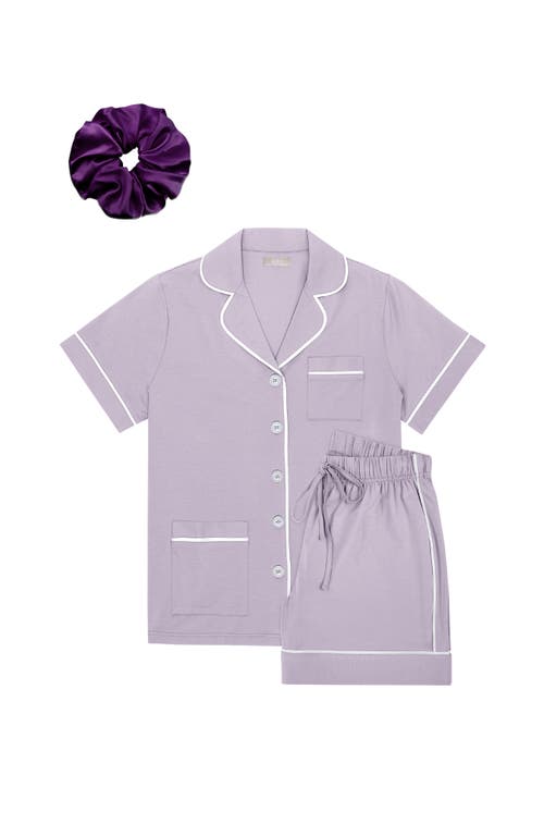 Kip. Kip Luxe Stretch Cotton Short Pajama Gift Set In Lavender