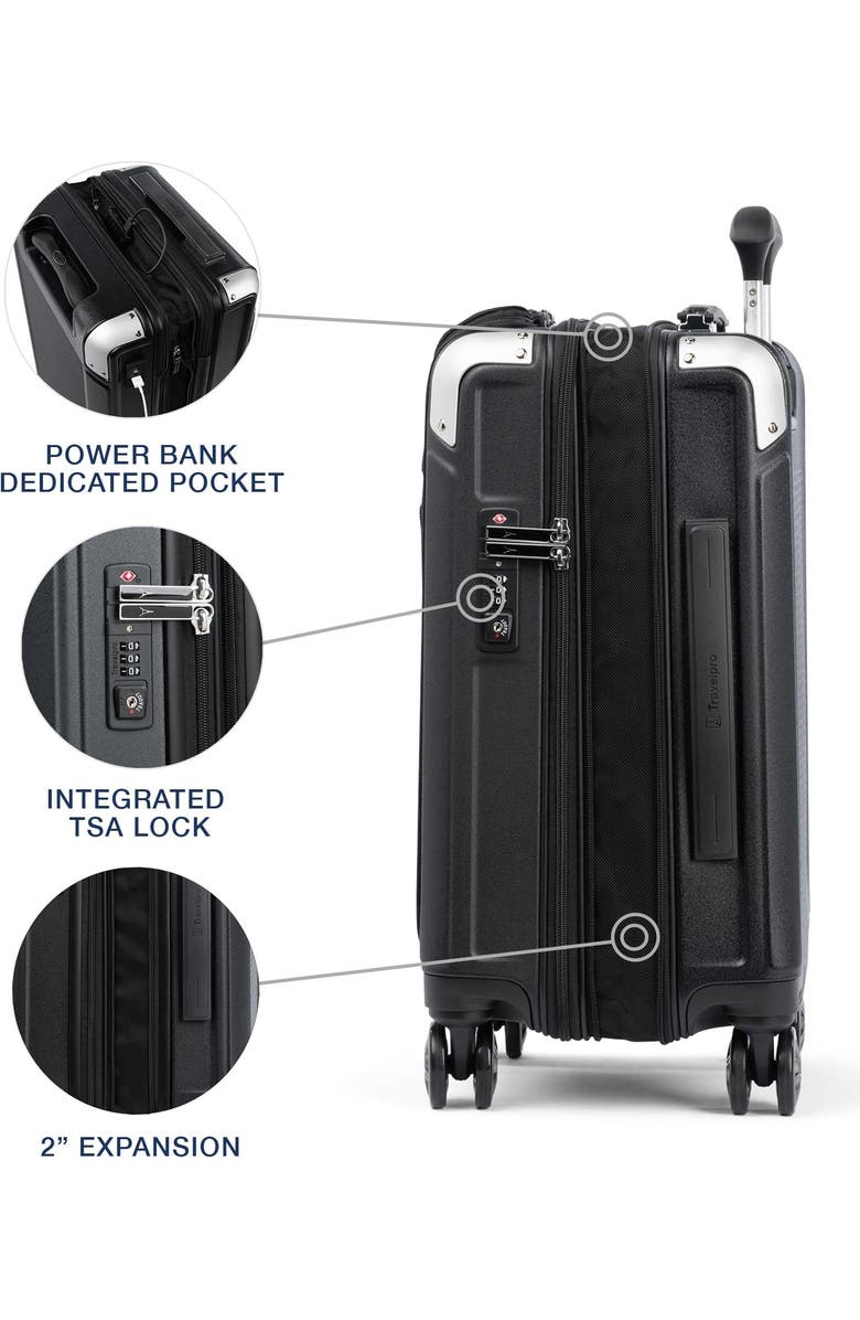 TRAVELPRO Platinum Elite Hardside Expandable Carry-on with Laptop Pocket 21-Inch Spinner, Alternate, color, Shadow Black
