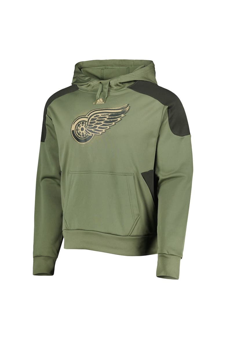Men's adidas Olive Detroit Red Wings Military Appreciation Primegreen Pullover Hoodie, Alternate, color, Green