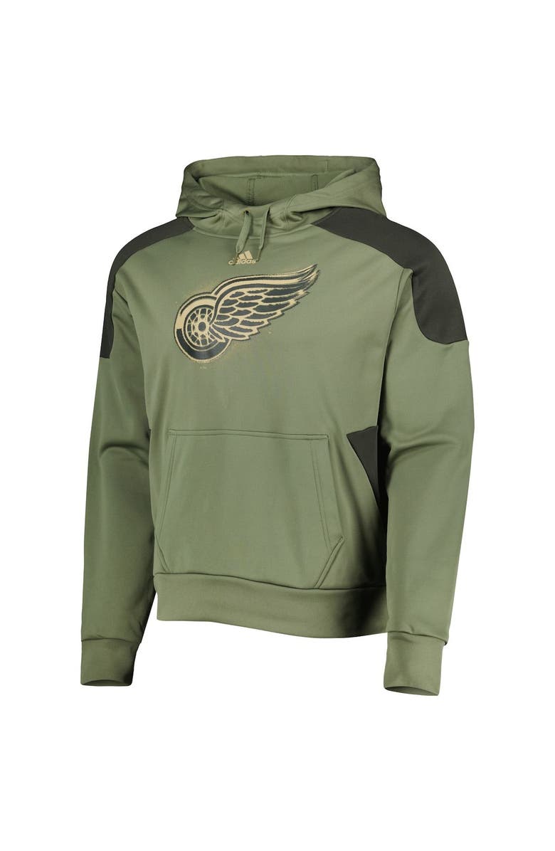 adidas Men's adidas Olive Detroit Red Wings Military Appreciation Primegreen Pullover Hoodie, Alternate, color, 