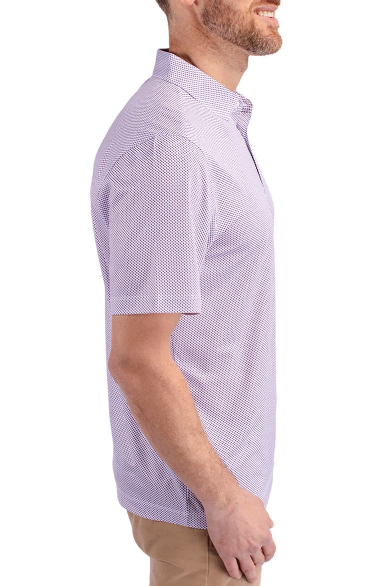 Pike Symmetry Print Recycled Blend Polo, Alternate, color, WHITE/ COLLEGE PURPLE