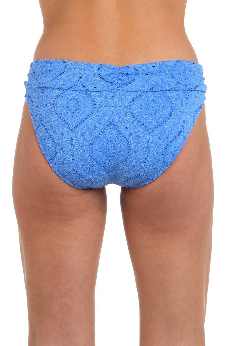Mantra Medallion Shirred Hipster Bikini Bottoms, Alternate, color, CHAMBRAY