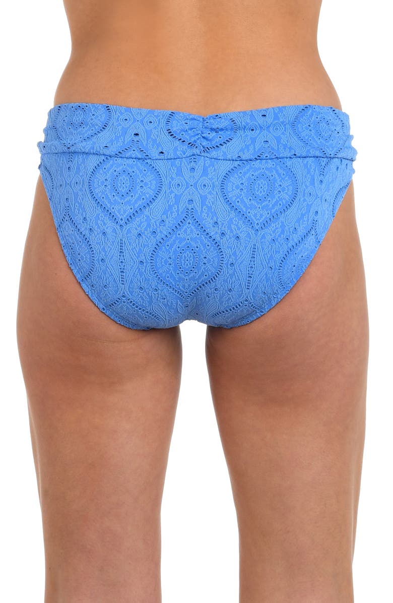 La Blanca Mantra Medallion Shirred Hipster Bikini Bottoms, Alternate, color, Chambray