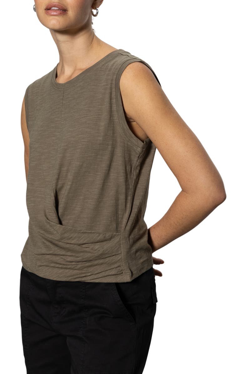 Sanctuary Draped Crewneck Tank, Alternate, color, Burnt Olive