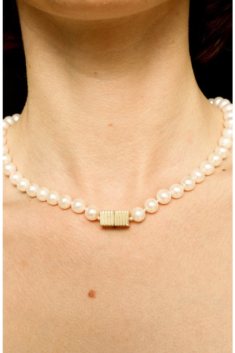 Kelly Cultured Pearl Necklace, Alternate, color, YELLOW GOLD