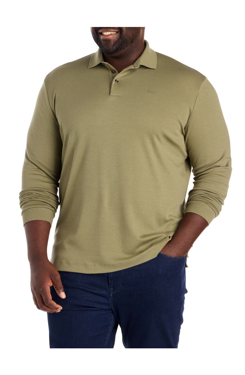 BOSS Big & Tall Pado Long-Sleeve Polo Shirt, Main, color, Medium Green
