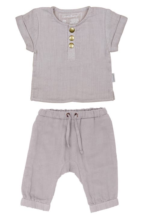 Organic Muslin Henley Top & Harem Pants (Baby)