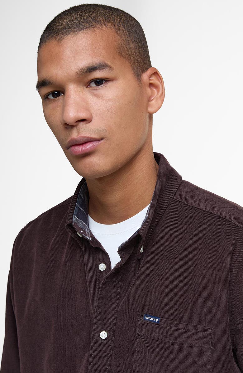 Barbour Ramsey Tailored Fit Corduroy Button-Down Shirt, Alternate, color, Dark Oak