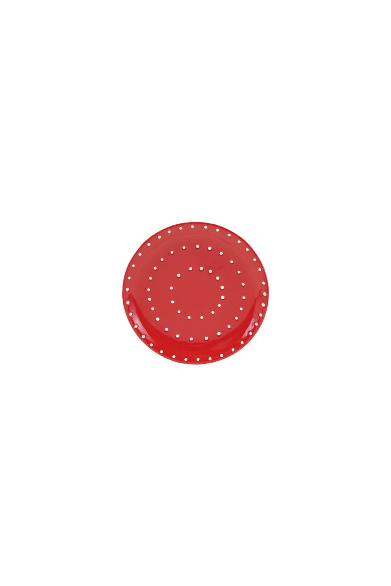 Artisan Dot Stoneware Plate, Main, color, Red and White