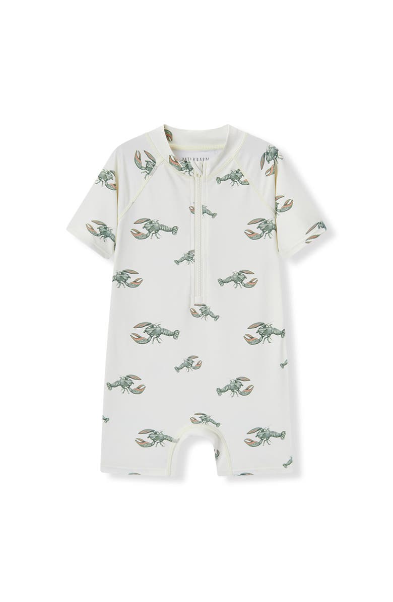 Milkbarn Zipper Shortall Swimsuit, Main, color, Mint Lobster