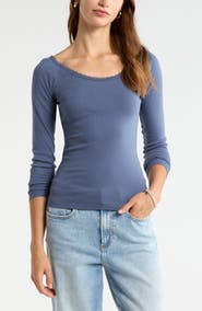 BP. Lace Trim Long Sleeve Top