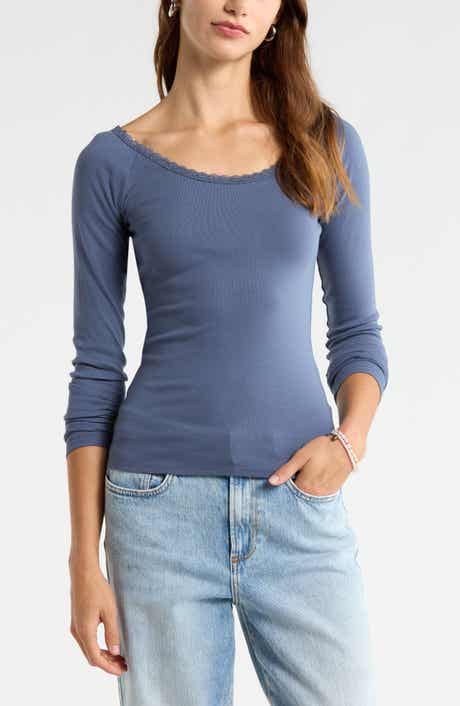 Lace Trim Long Sleeve Top