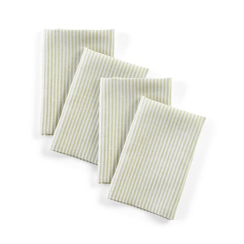 Linen Dinner Napkins Set of 4, 20 x 20 Inch for Dining Table, Holiday and Everyday Table Decor - Narrow Stripe