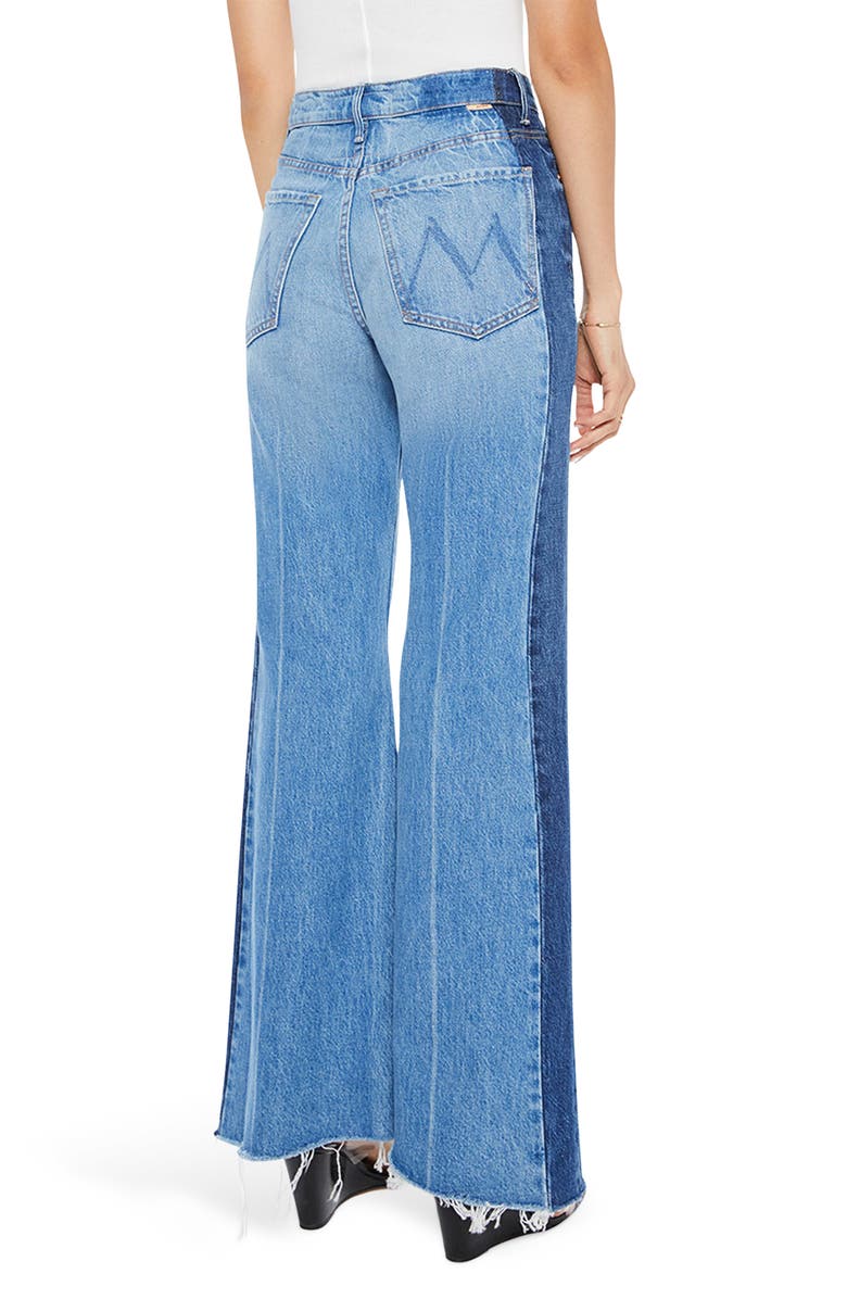 MOTHER The Tux Sidestepper Sneak Frayed High Waist Bootcut Jeans, Alternate, color, Double Stacked