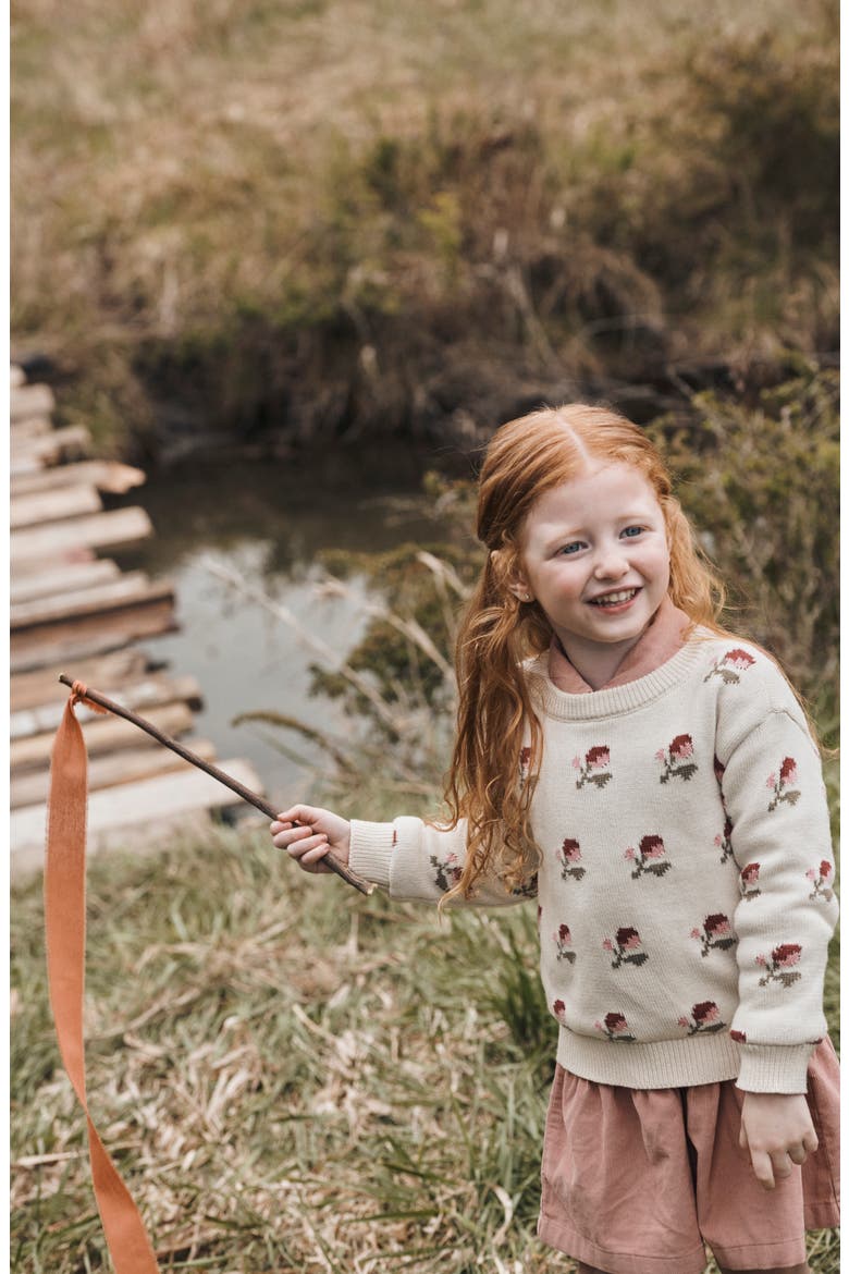 Kids' Organic Cotton Sweater, Alternate, color, PINK FLORAL