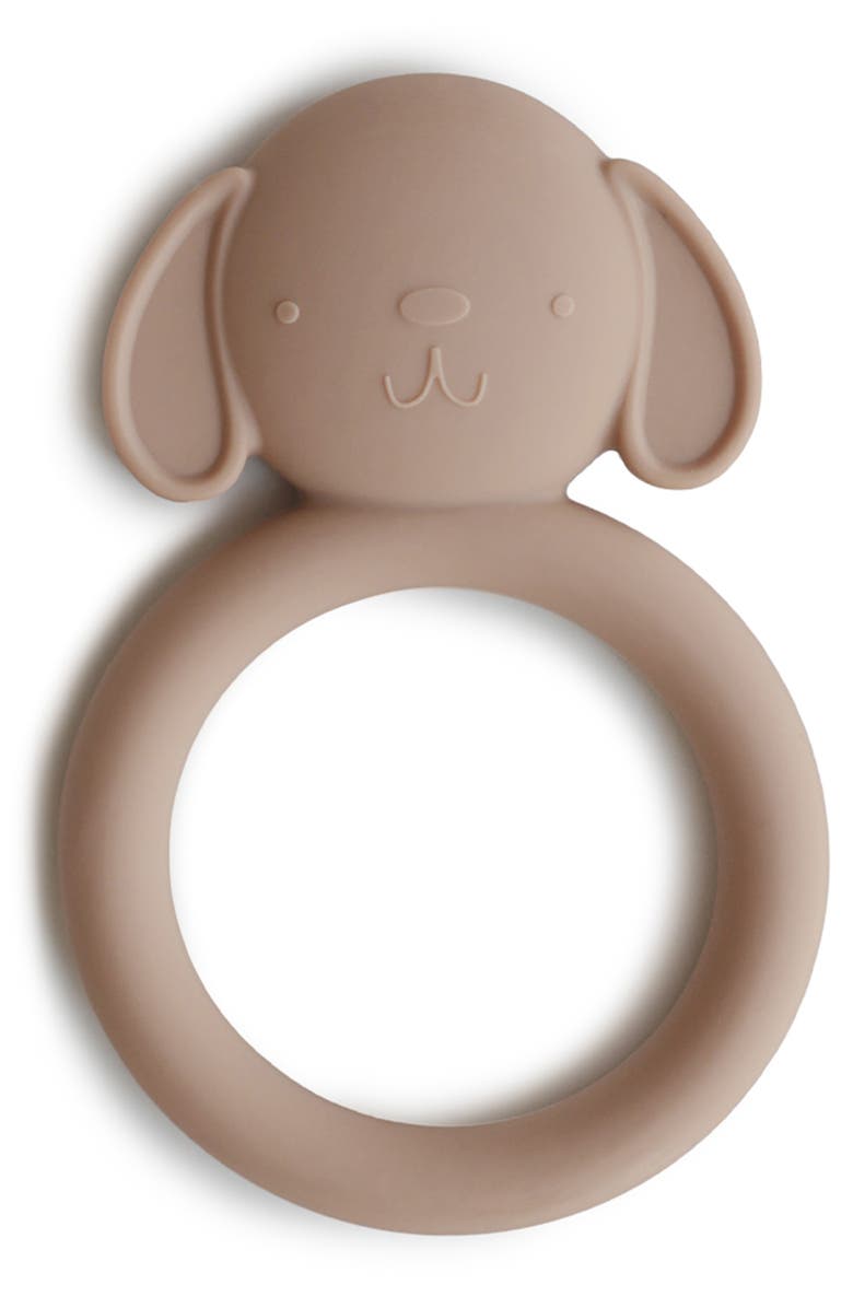 Mushie Dog Silicone Ring Teether, Main, color, 
