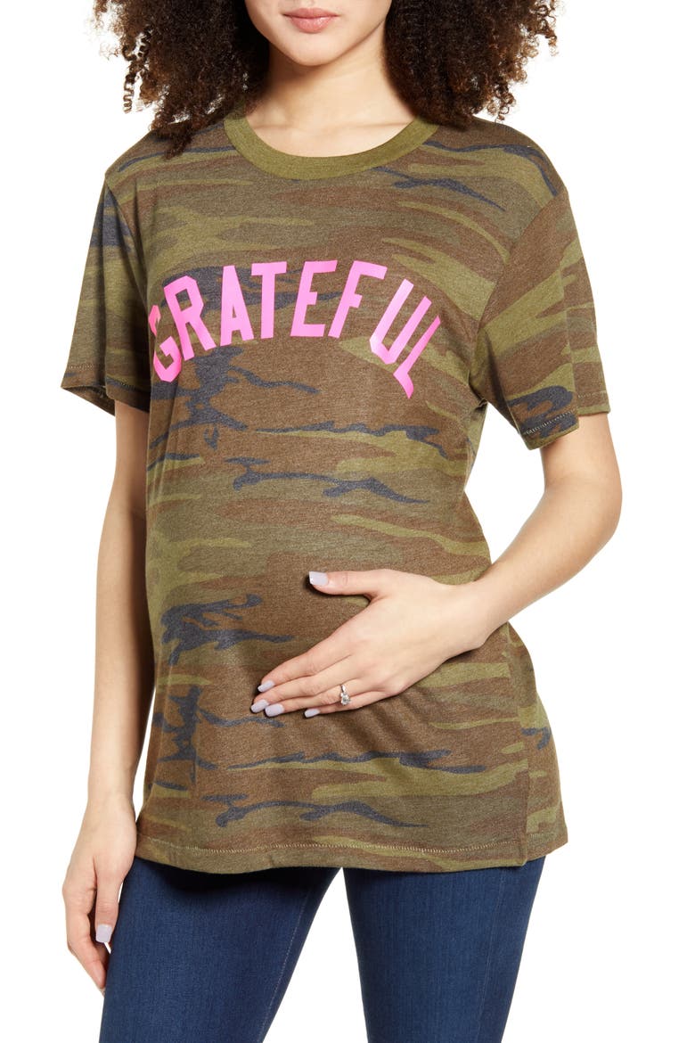 Grateful Camo Maternity Graphic Tee, Main, color, CAMO