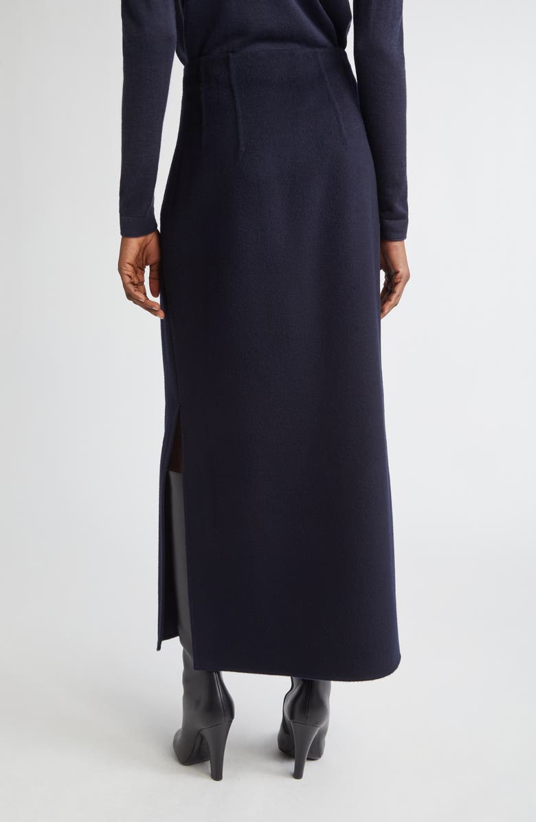 Lafayette 148 New York High Waist Side Slit Wool & Cashmere A-Line Maxi Skirt, Alternate, color, Ink