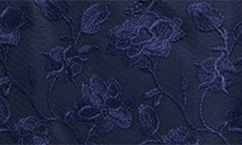 Js Collections Brooke Floral Embroidered Column Gown In Navy
