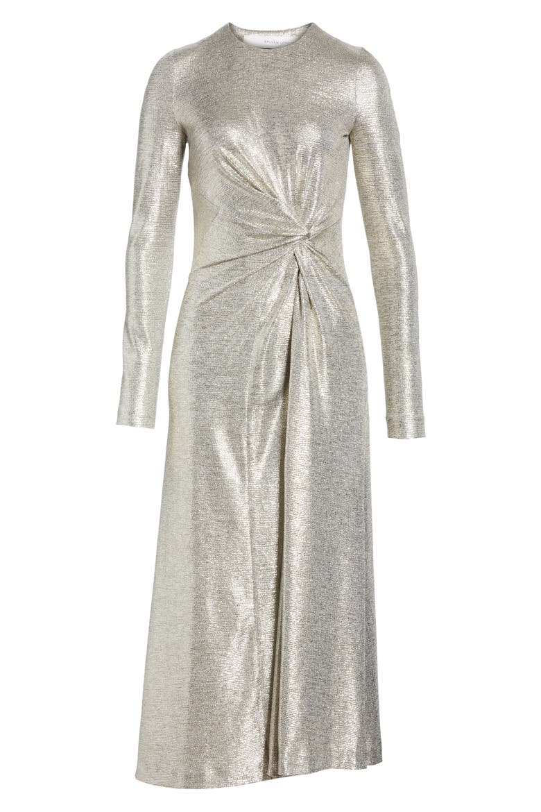 Twist Detail Metallic Dress, Alternate, color, PLATINUM