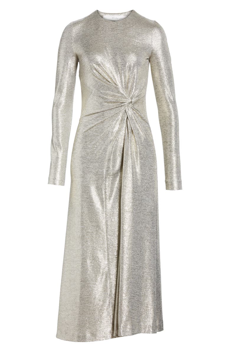 Galvan Twist Detail Metallic Dress, Alternate, color,