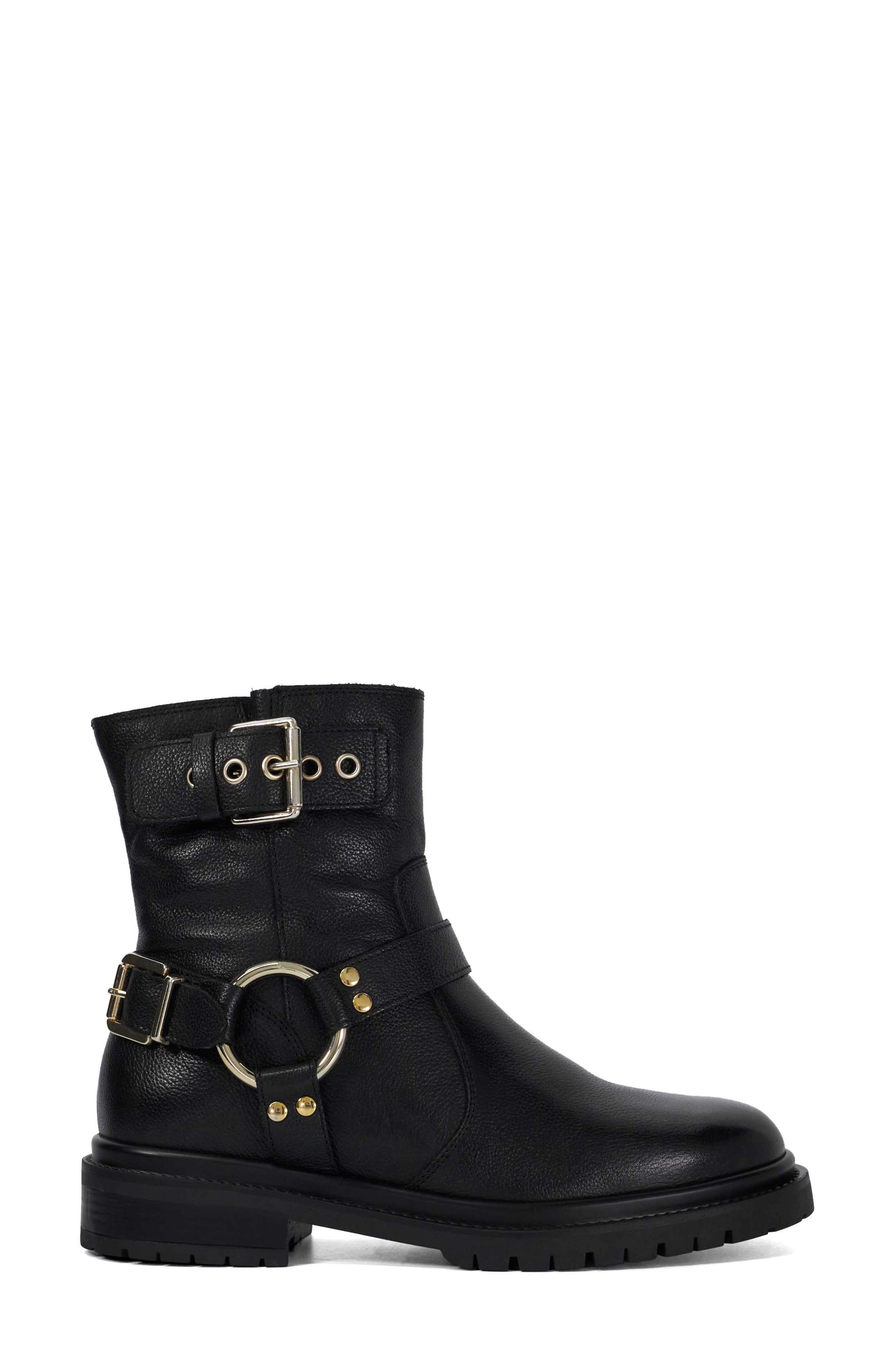 Dune London Piton Bootie, Alternate, color, Black-Leather