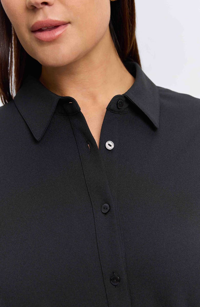 Foxcroft Rocca Wrinkle Resistant Long Sleeve Knit Crepe Shirtdress, Alternate, color, Black