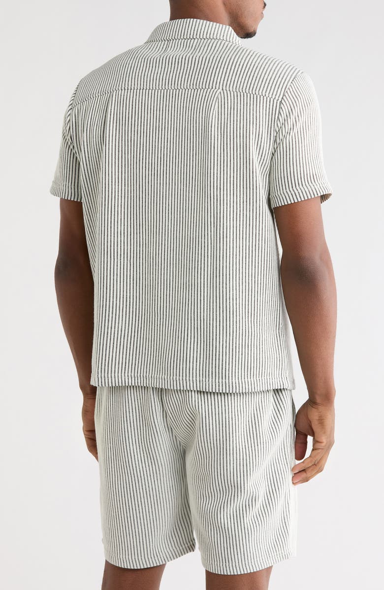 FLEECE FACTORY Rib Stripe Button-Up Shirt, Alternate, color, White/ Black