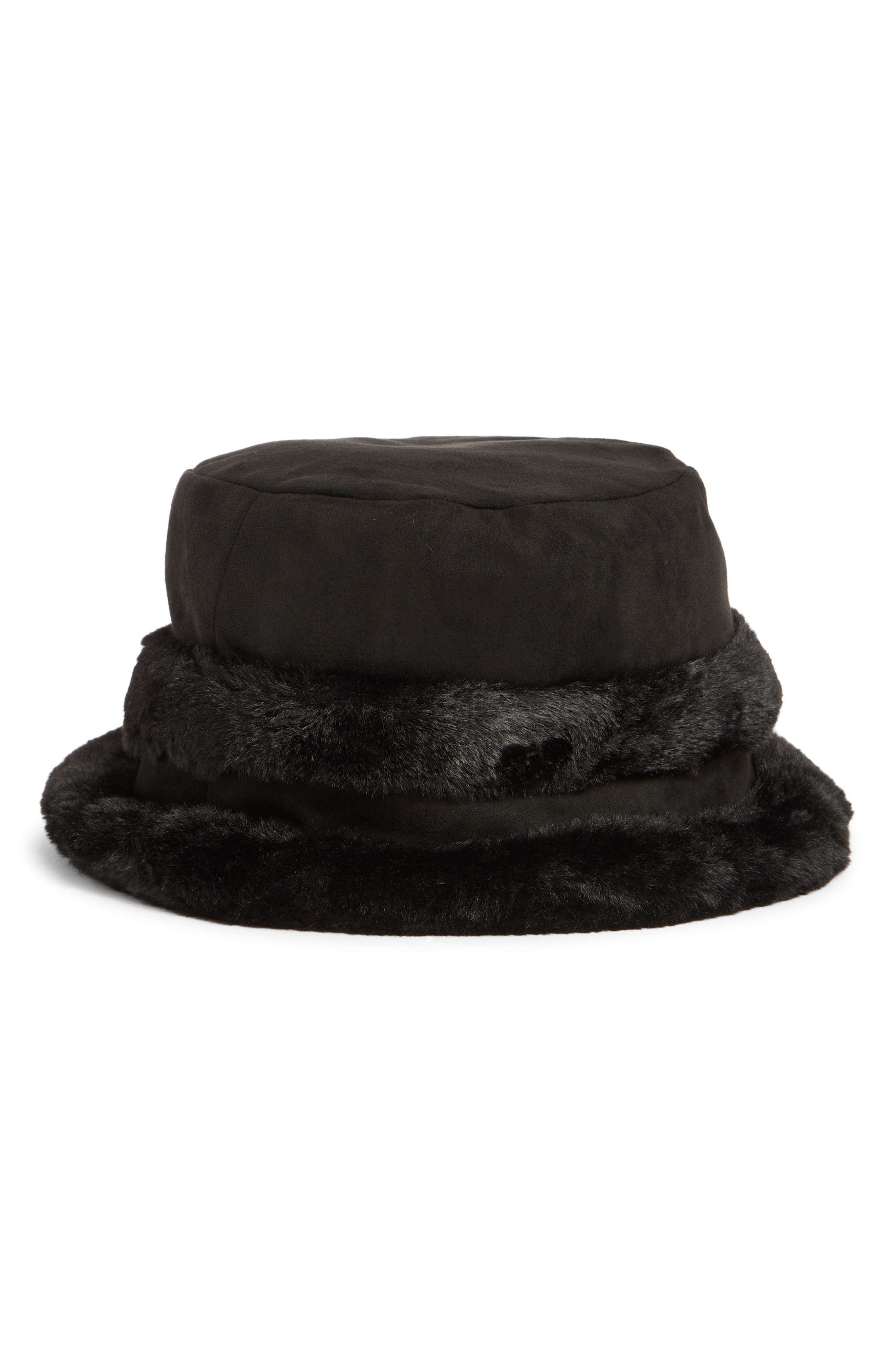 Steve Madden Reversible Faux Fut Bucket Hat