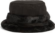 Steve Madden Reversible Faux Fut Bucket Hat