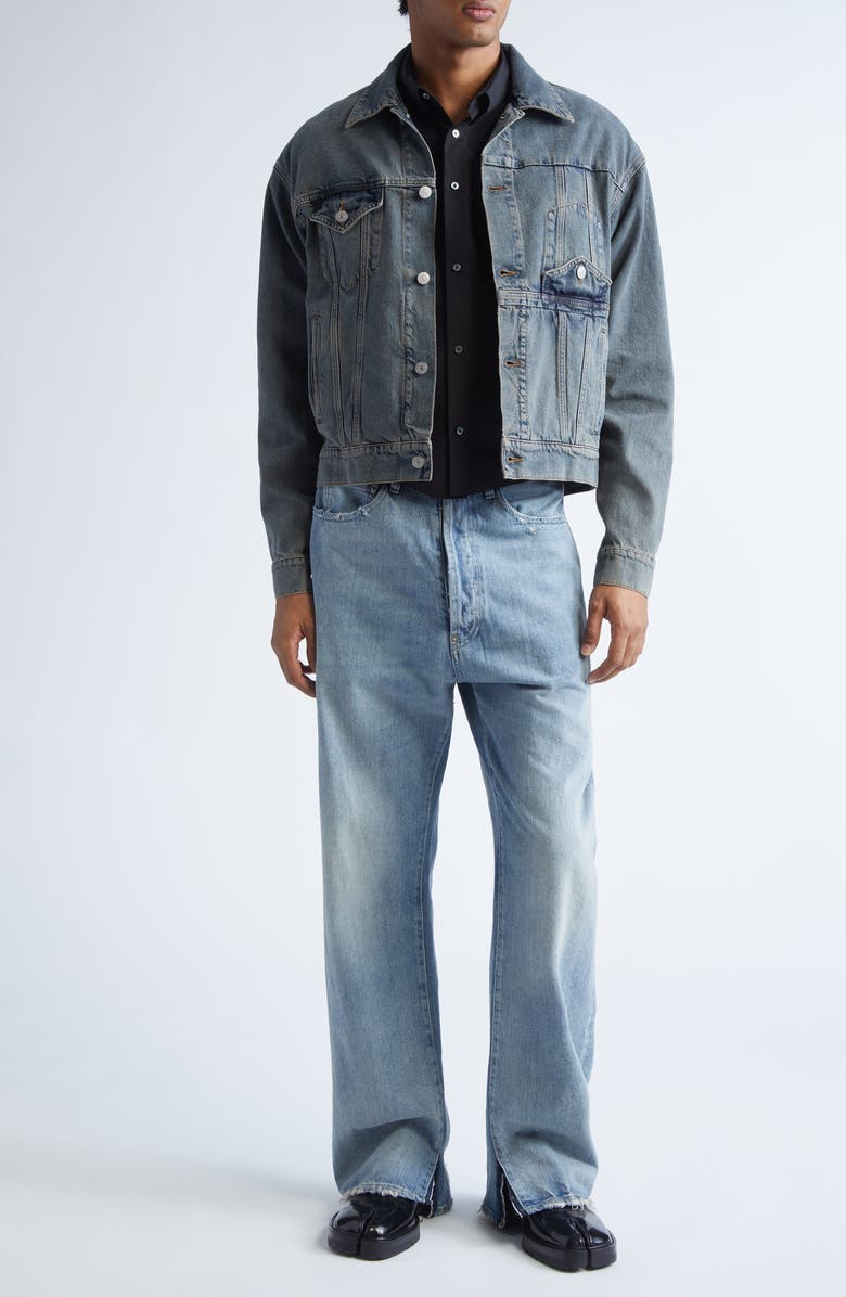 MM6 Maison Margiela Denim Trucker Jacket, Alternate, color, Light Grey