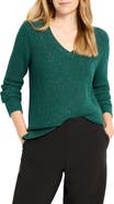 NIC+ZOE Shimmer V-Neck Waffle Stitch Sweater