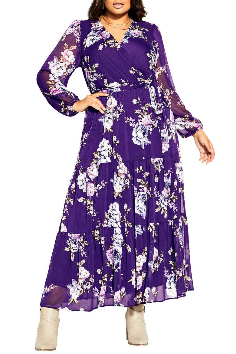 Wild Long Sleeve Floral Faux Wrap Dress, Main, color, WILD FLORAL