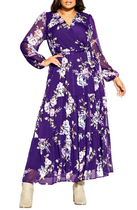Wild Long Sleeve Floral Faux Wrap Dress