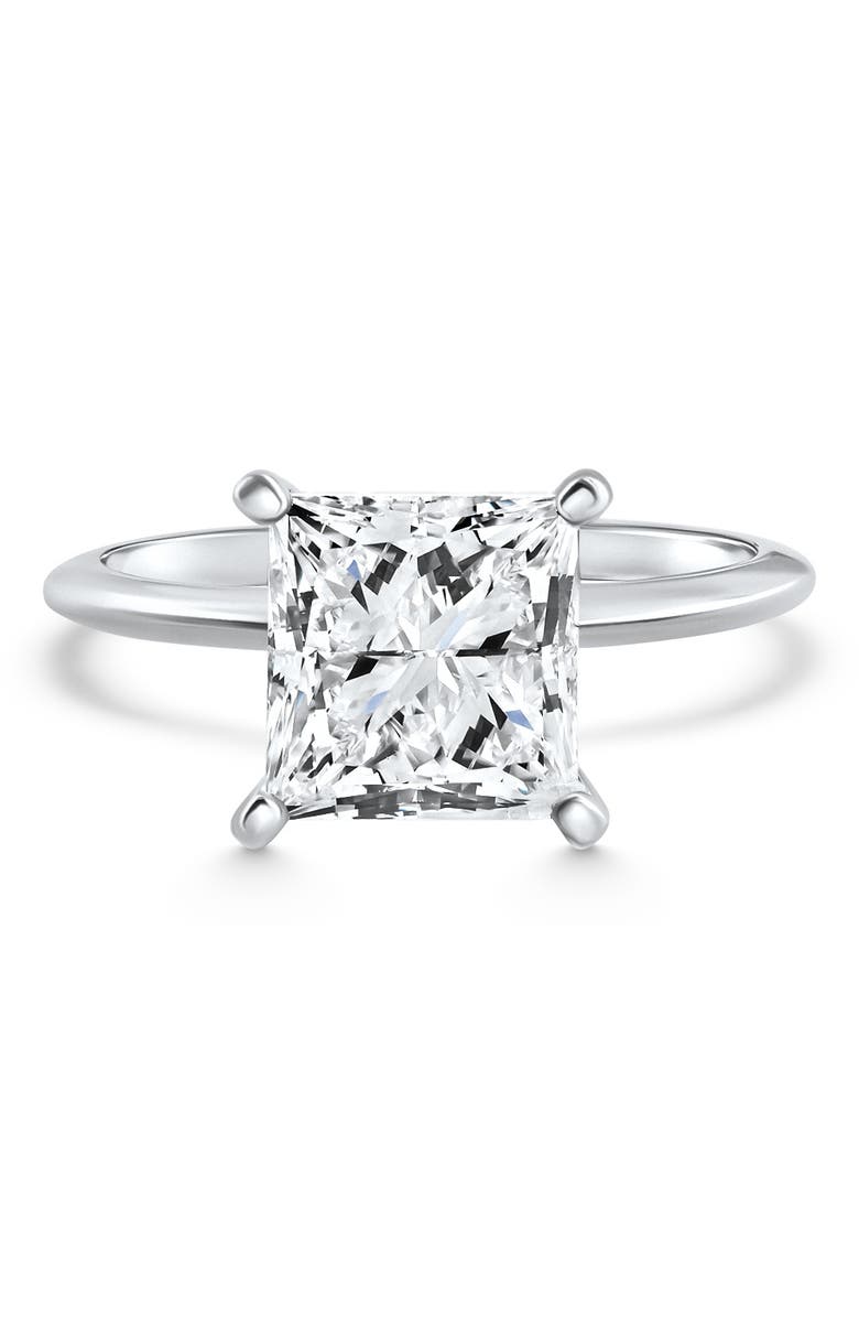 Bliss Diamond Certified 3.05Ct Natural Princess Cut Diamond Engagement Solitaire Ring Platinum, Main, color, Platinum