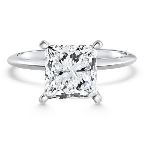 Certified 3.05Ct Natural Princess Cut Diamond Engagement Solitaire Ring Platinum