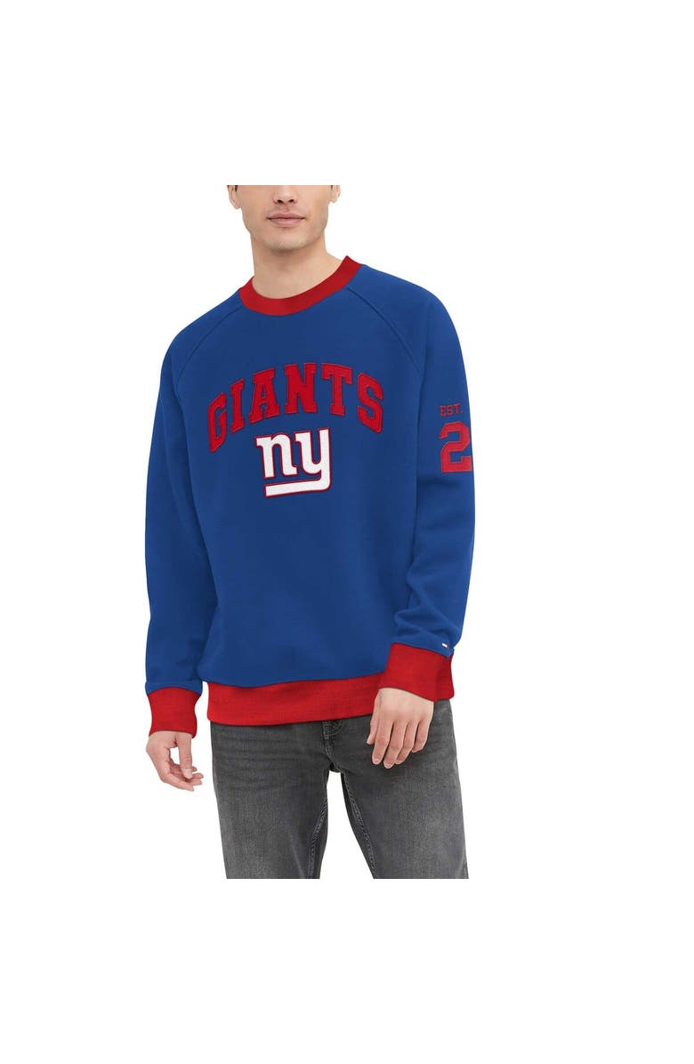 Tommy Hilfiger Men's Tommy Hilfiger Royal New York Giants Reese Raglan Tri-Blend Pullover Sweatshirt, Main, color, Royal