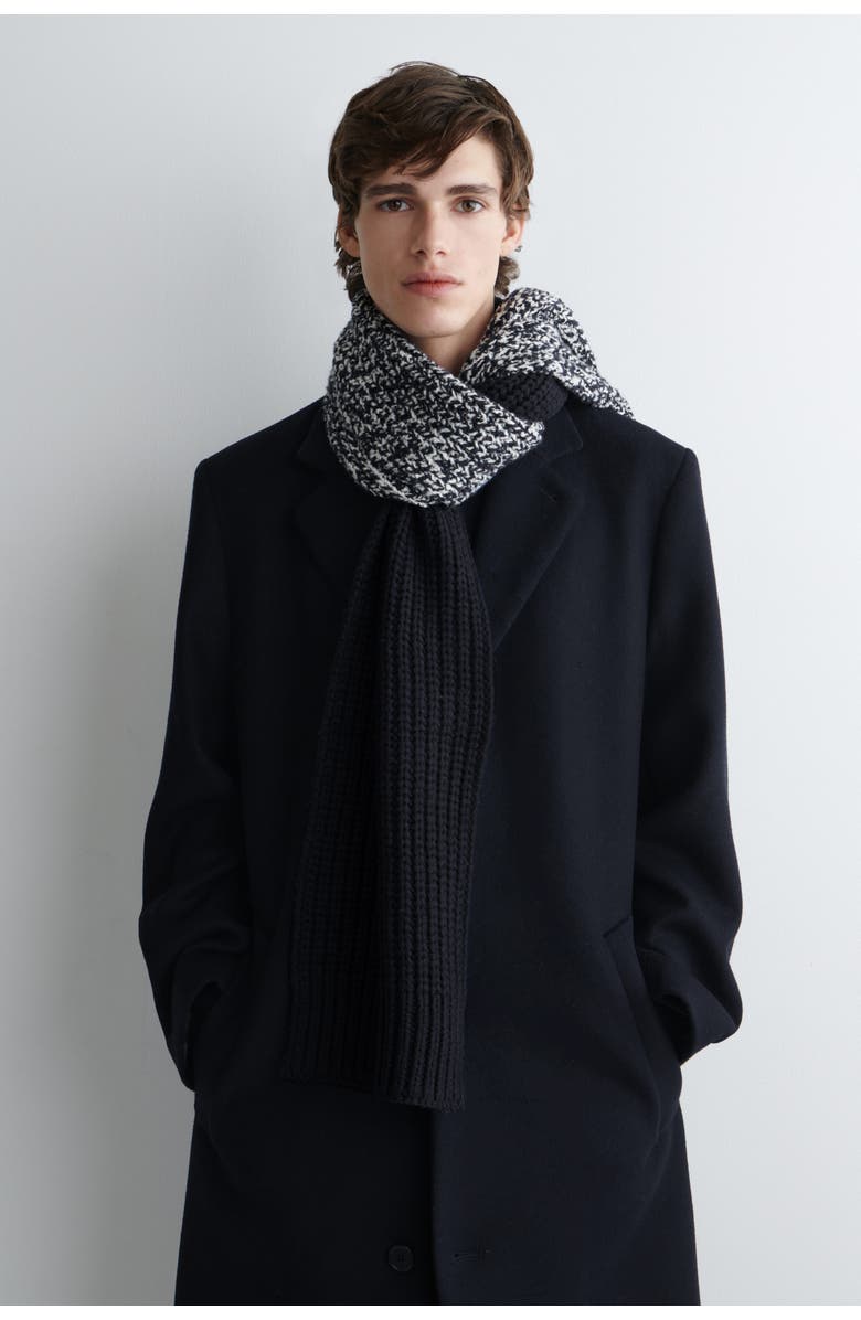 COS Reversible Flecked Wool-Blend Scarf, Alternate, color, Navy / White