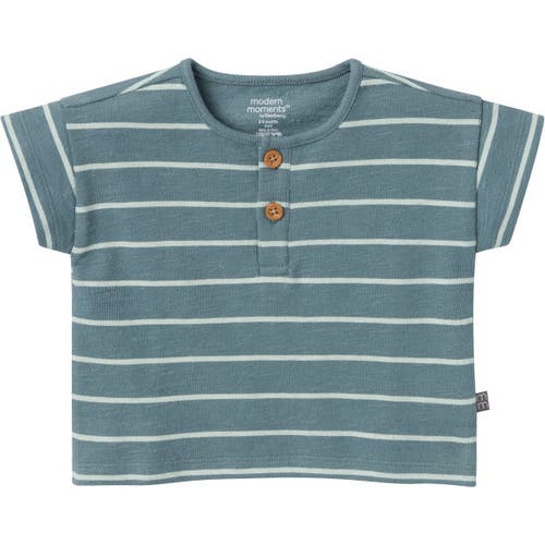 Modern Moments™ By Gerber Henley Shirt And Shorts Set In Medium Teal Stripe