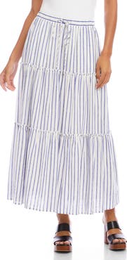Karen Kane Tiered Stripe Midi Skirt