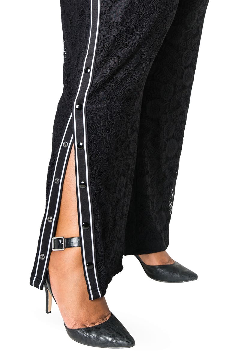 Cornella High Rise Lace Knit Track Pants, Alternate, color, BLACK